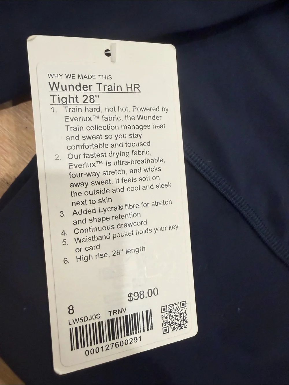 NWT Lululemon Wunder Train HR 28” True Navy Leggings